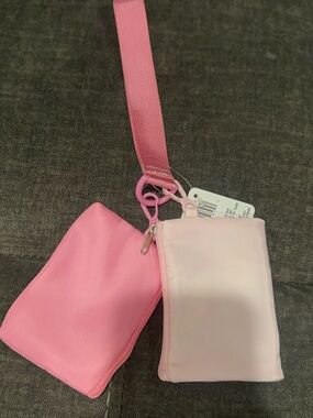 Pink Dual Pouch Wristlet.- Two-Tone Pink
